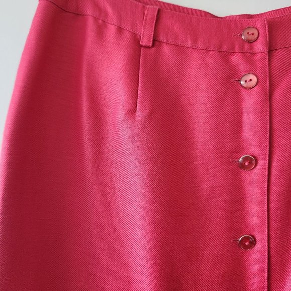 Liz Claiborne Emma James Barbie Pink Linen Blend Button Down Midi Skirt Size 14 - Picture 3 of 11